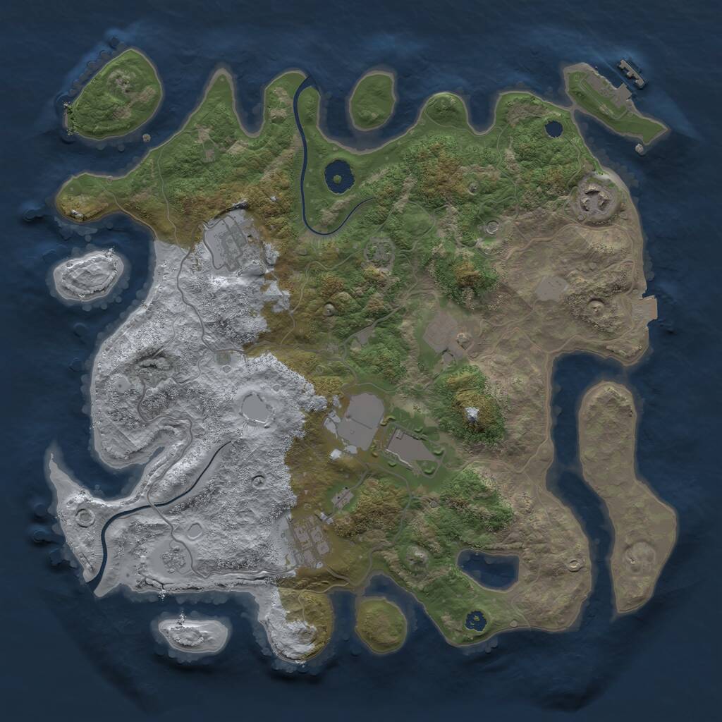 Rust Map: Procedural Map, Size: 3500, Seed: 1716216975, 10 Monuments