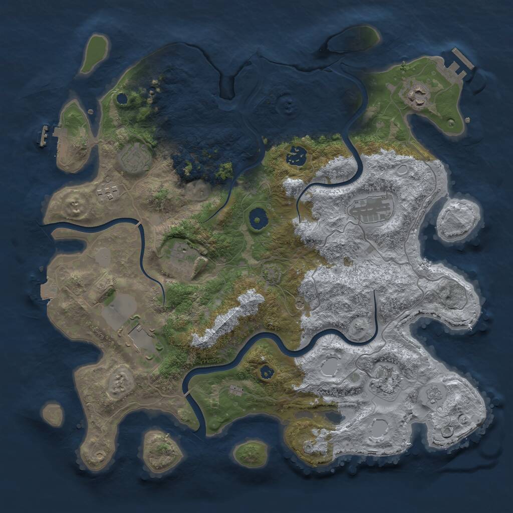 Rust Map: Procedural Map, Size: 3800, Seed: 26051473, 14 Monuments