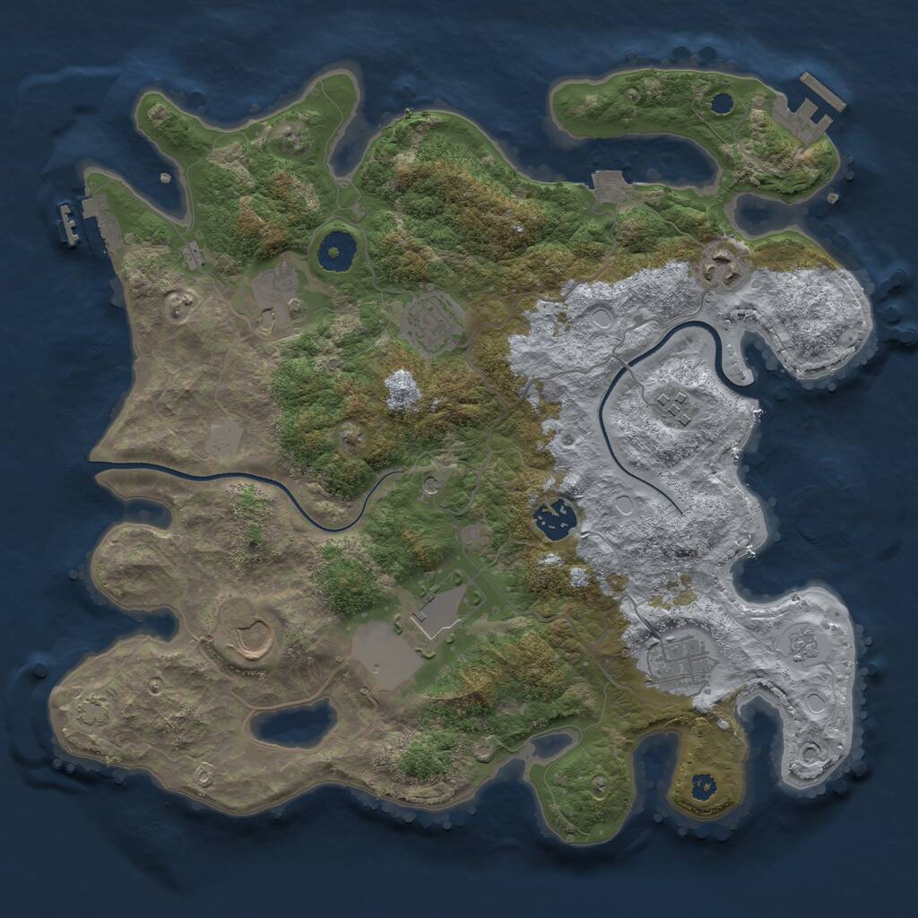 Rust Map: Procedural Map, Size: 3500, Seed: 1542045395, 14 Monuments