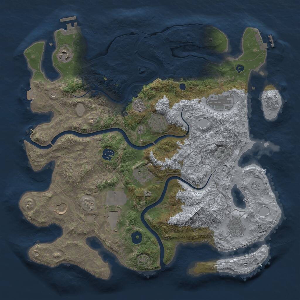 Rust Map: Procedural Map, Size: 3800, Seed: 953894750, 15 Monuments