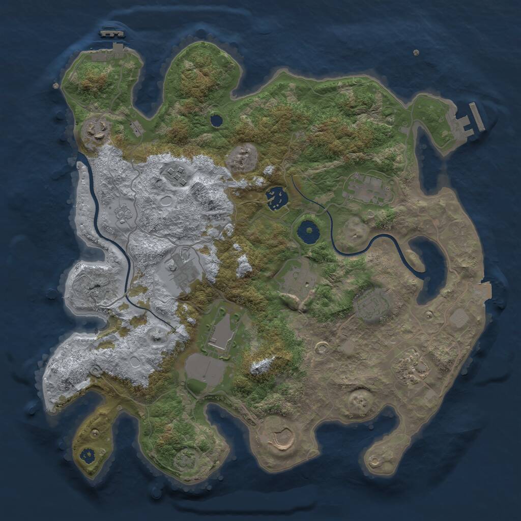 Rust Map: Procedural Map, Size: 3500, Seed: 1689360829, 15 Monuments