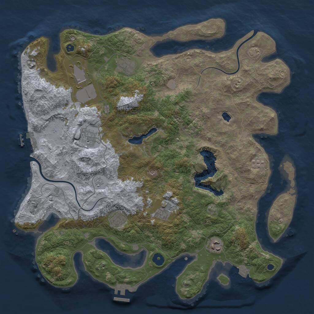 Rust Map: Procedural Map, Size: 4000, Seed: 1684893, 13 Monuments