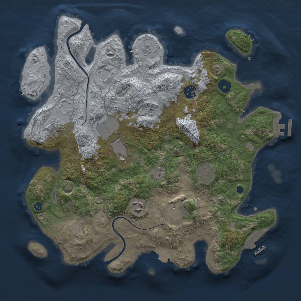 Rust Map: Procedural Map, Size: 3500, Seed: 1397969977, 13 Monuments