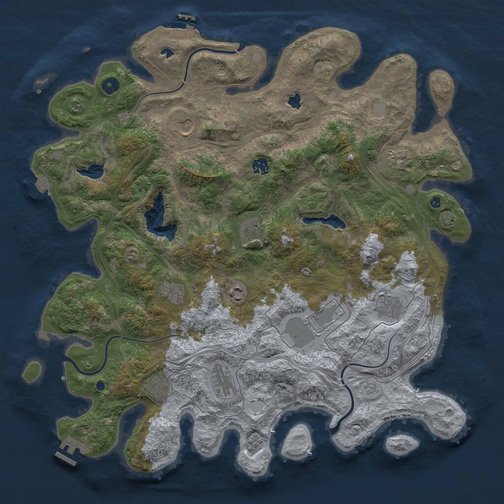 Rust Map: Procedural Map, Size: 4500, Seed: 216933416, 17 Monuments