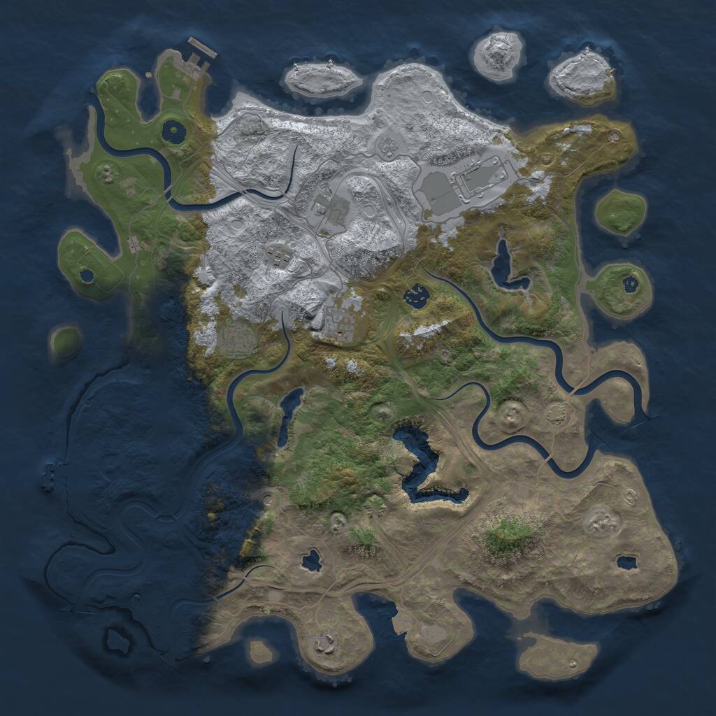 Rust Map: Procedural Map, Size: 4500, Seed: 2704, 13 Monuments