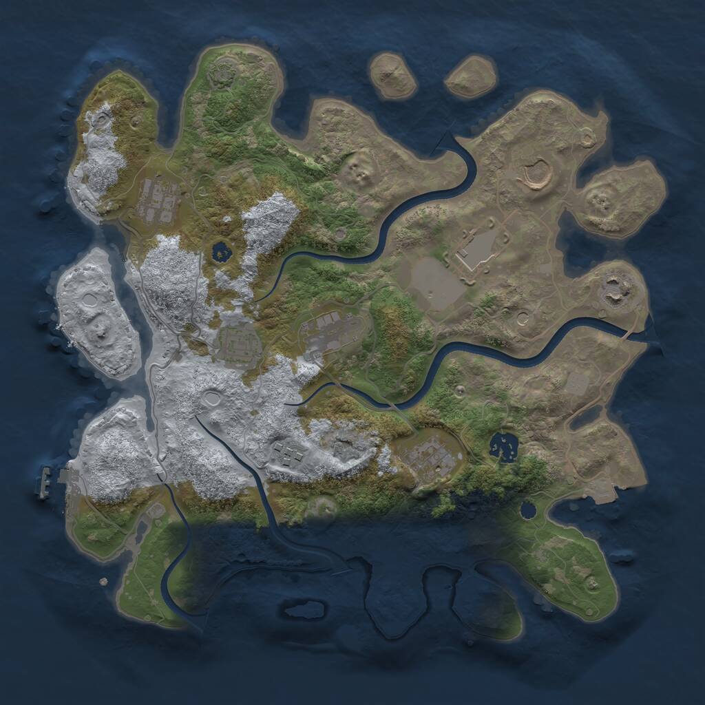 Rust Map: Procedural Map, Size: 3500, Seed: 860626284, 13 Monuments
