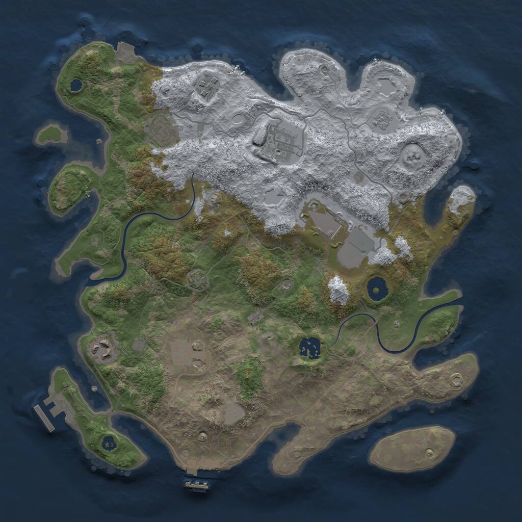 Rust Map: Procedural Map, Size: 3500, Seed: 23248, 13 Monuments