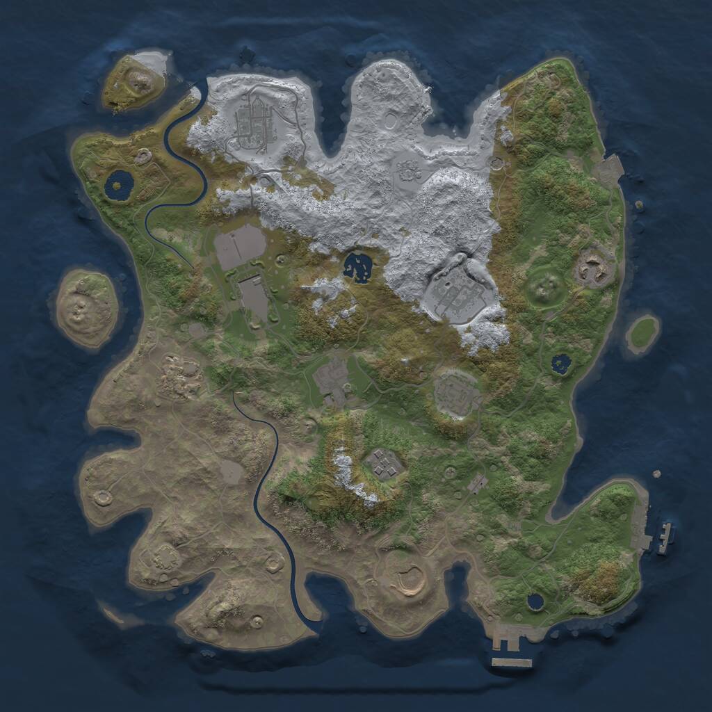 Rust Map: Procedural Map, Size: 3600, Seed: 24425, 16 Monuments