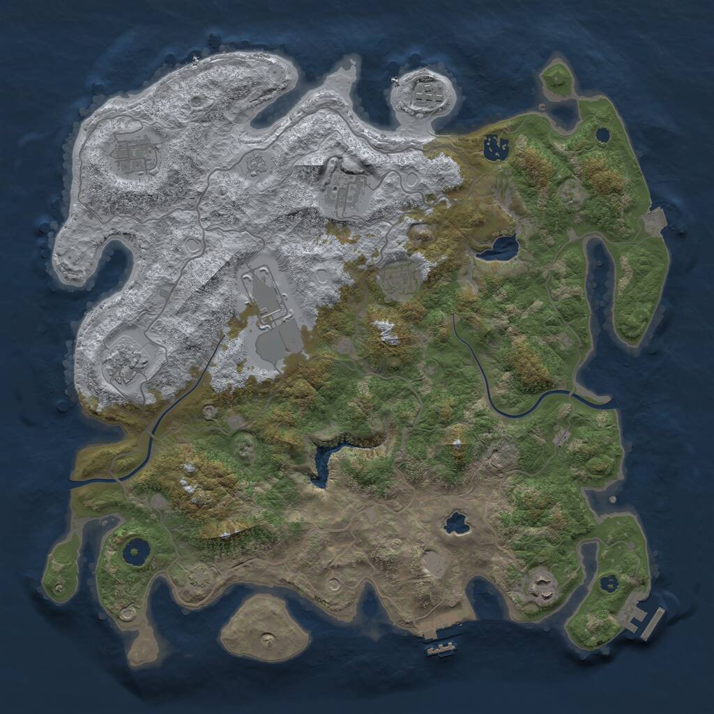 Rust Map: Procedural Map, Size: 4000, Seed: 420887266, 14 Monuments