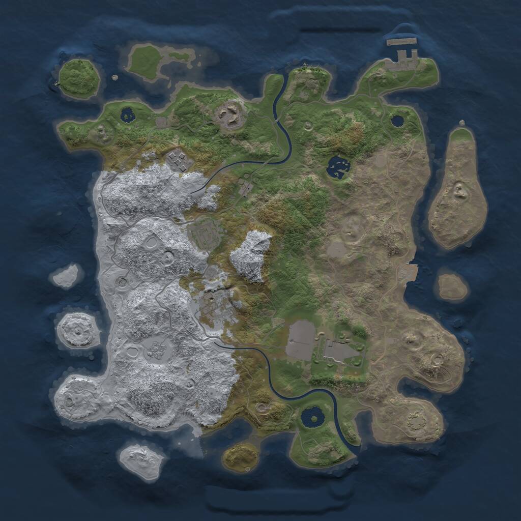 Rust Map: Procedural Map, Size: 3500, Seed: 593838664, 11 Monuments