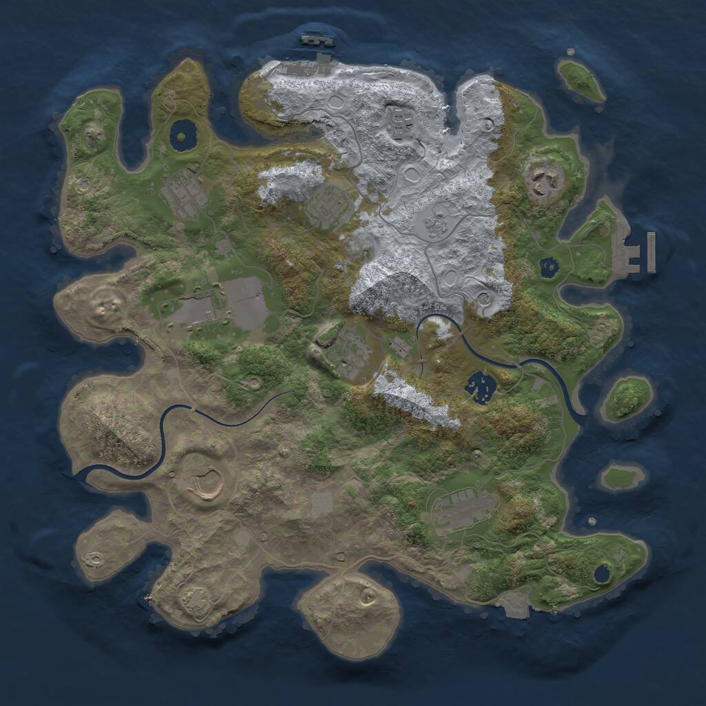Rust Map: Procedural Map, Size: 3500, Seed: 632221145, 15 Monuments
