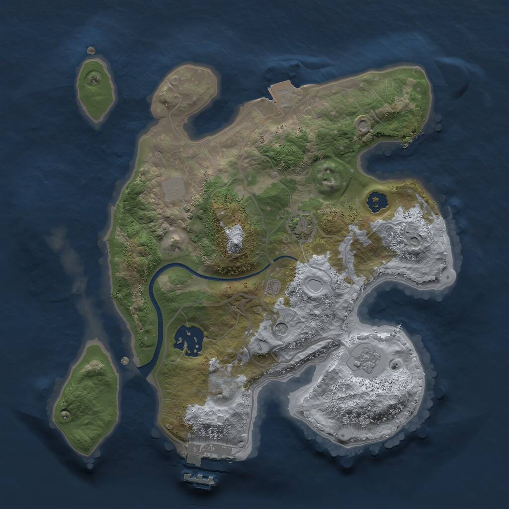 Rust Map: Procedural Map, Size: 2500, Seed: 43213124, 6 Monuments