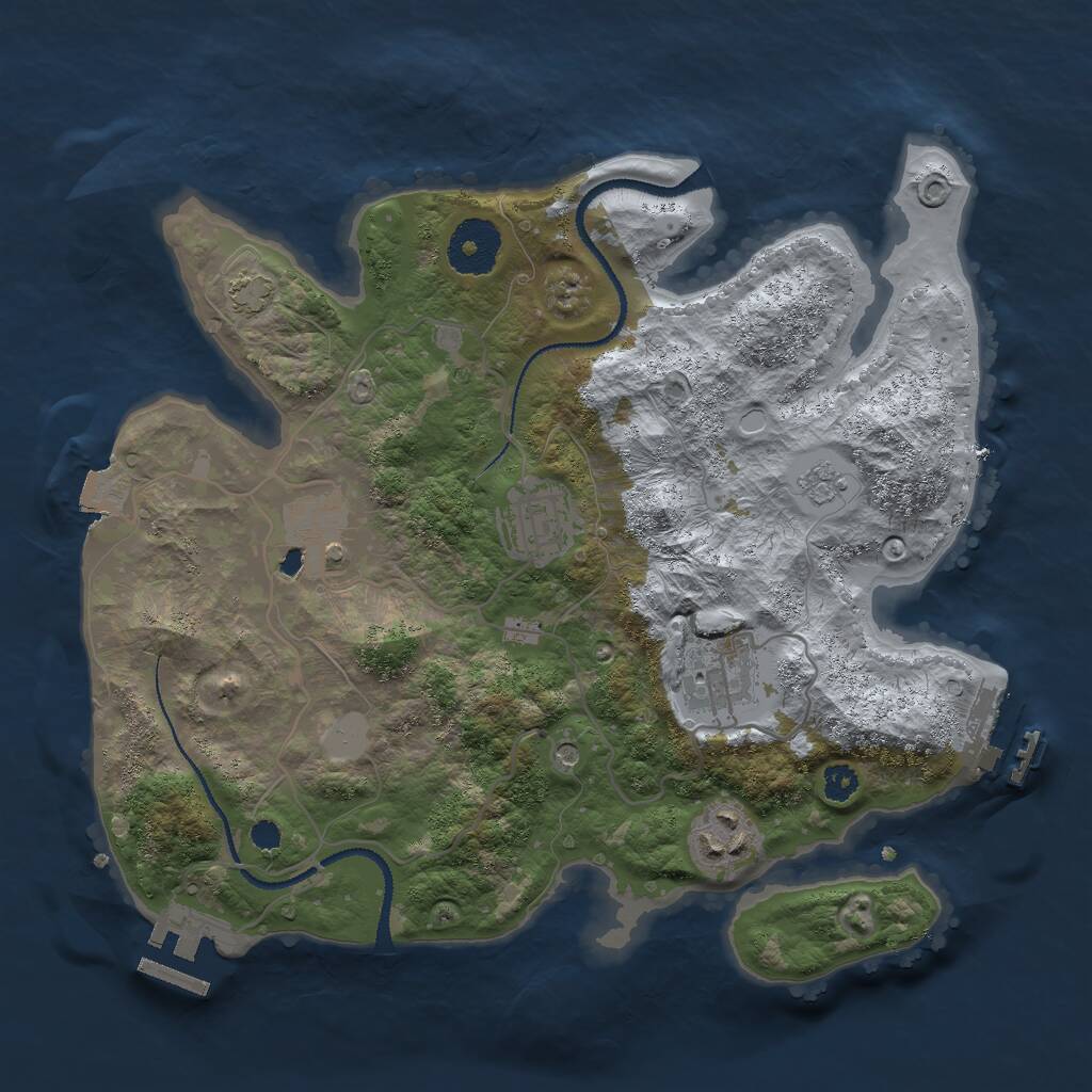Rust Map: Procedural Map, Size: 3000, Seed: 12134, 10 Monuments