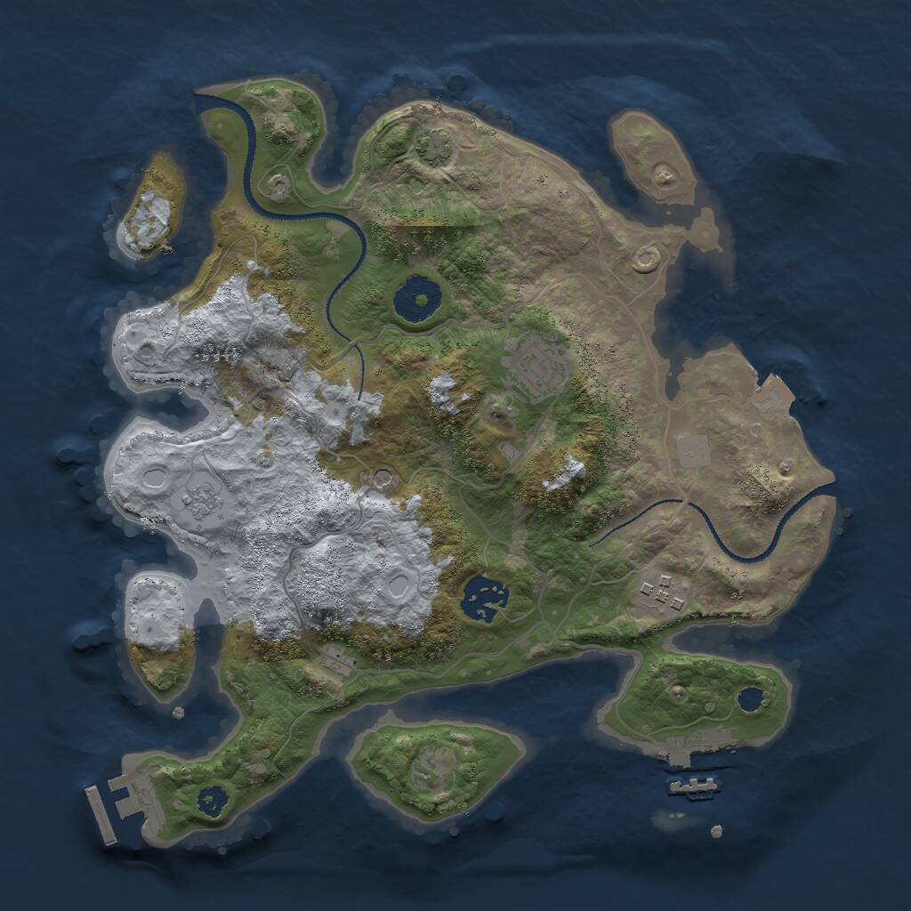 Rust Map: Procedural Map, Size: 3000, Seed: 26431, 9 Monuments