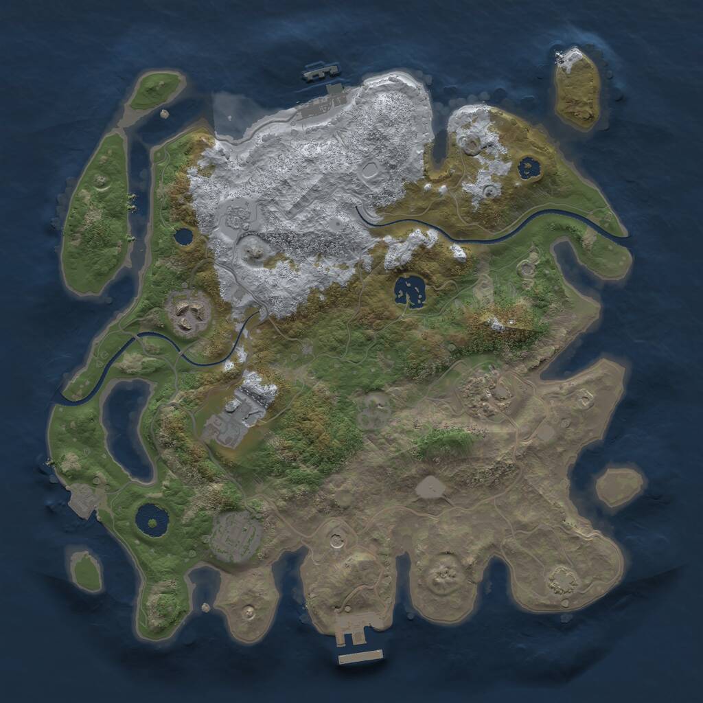 Rust Map: Procedural Map, Size: 3200, Seed: 500000, 11 Monuments