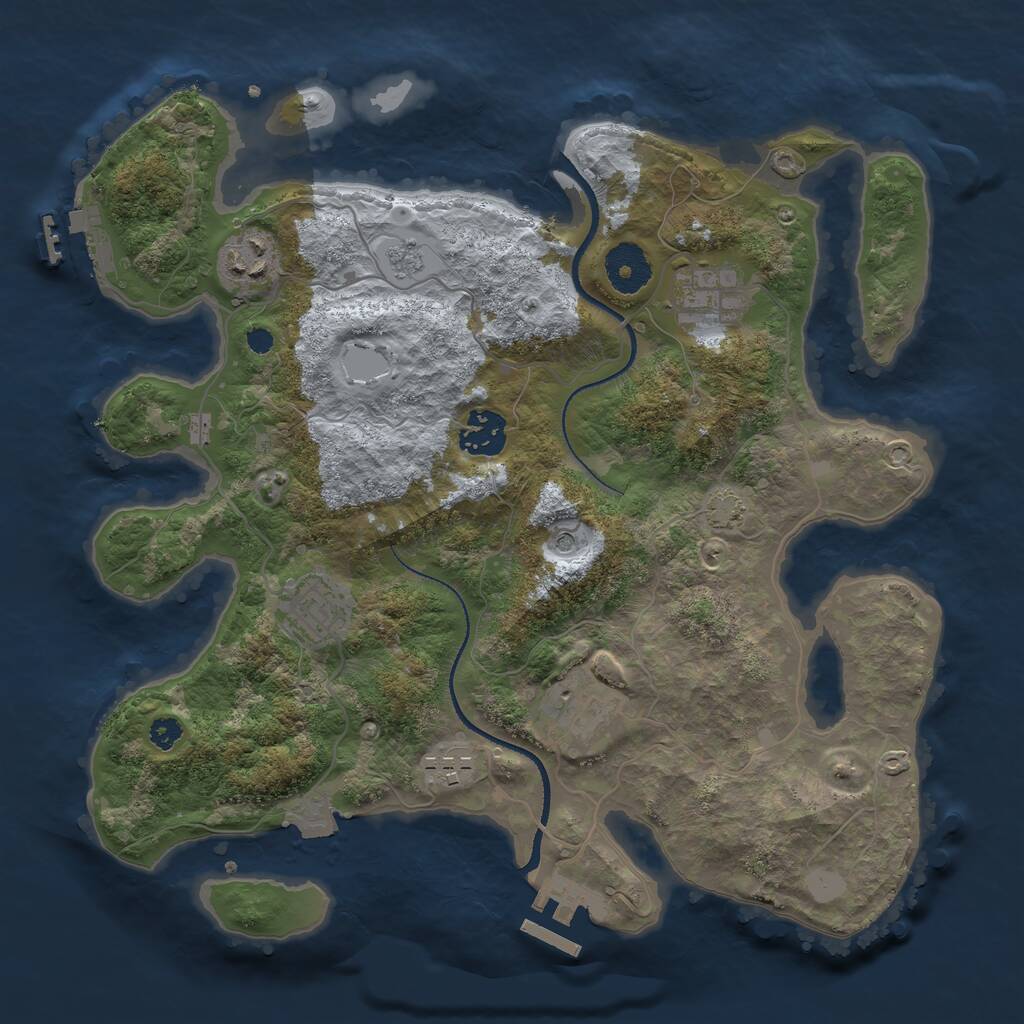 Rust Map: Procedural Map, Size: 3250, Seed: 368284603, 12 Monuments