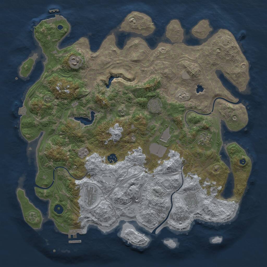 Rust Map: Procedural Map, Size: 4250, Seed: 1937018326, 14 Monuments