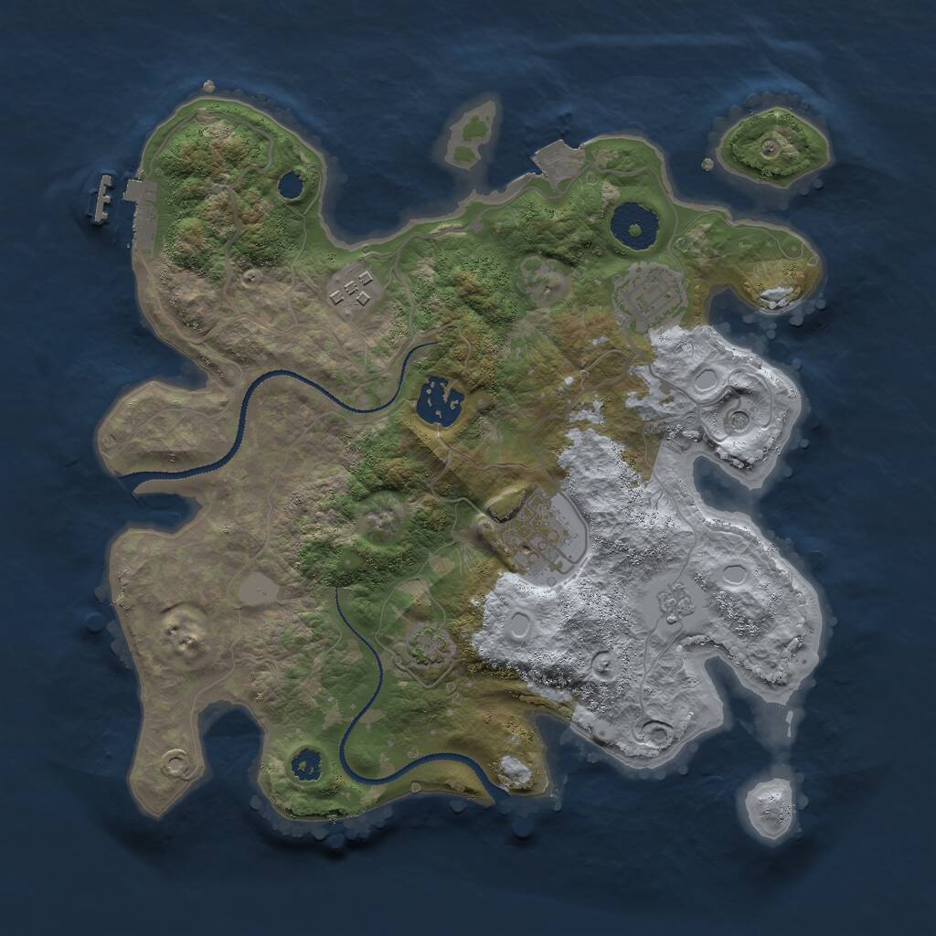 Rust Map: Procedural Map, Size: 3000, Seed: 1030667567, 9 Monuments