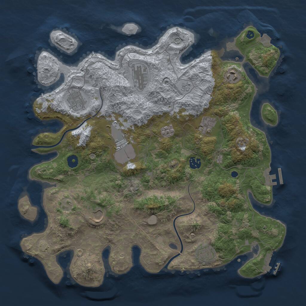 Rust Map: Procedural Map, Size: 3800, Seed: 1929514476, 15 Monuments