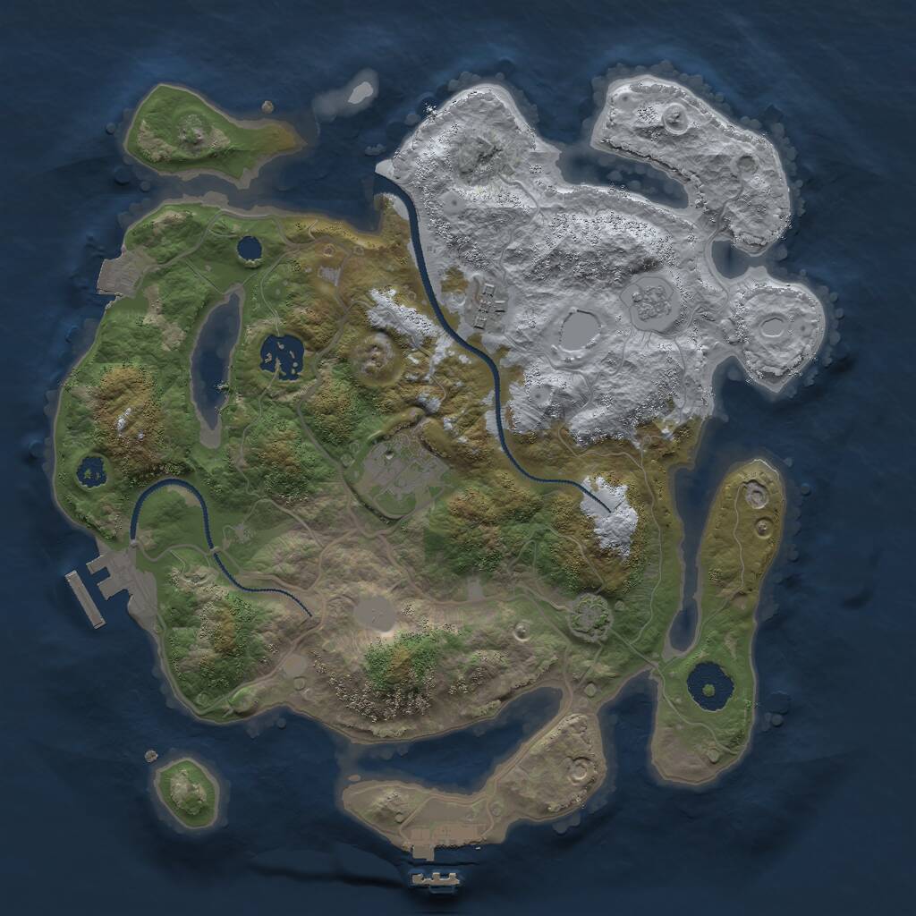 Rust Map: Procedural Map, Size: 3000, Seed: 1413050633, 8 Monuments