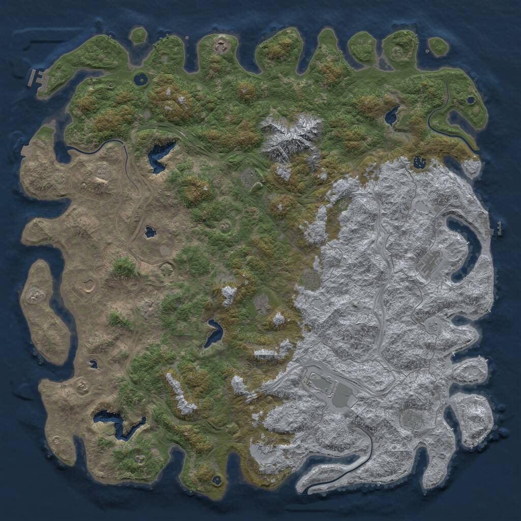 Rust Map: Procedural Map, Size: 6000, Seed: 980508, 17 Monuments