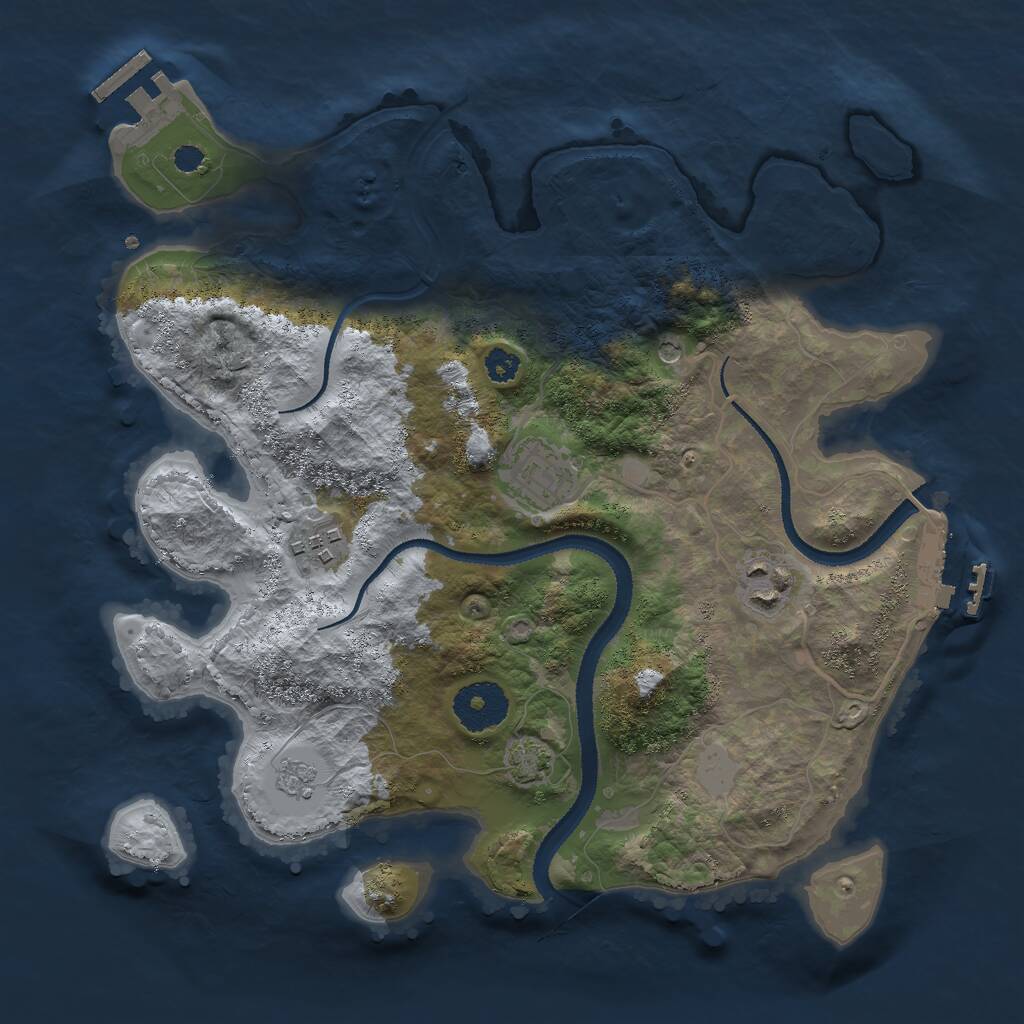Rust Map: Procedural Map, Size: 3000, Seed: 31549, 9 Monuments