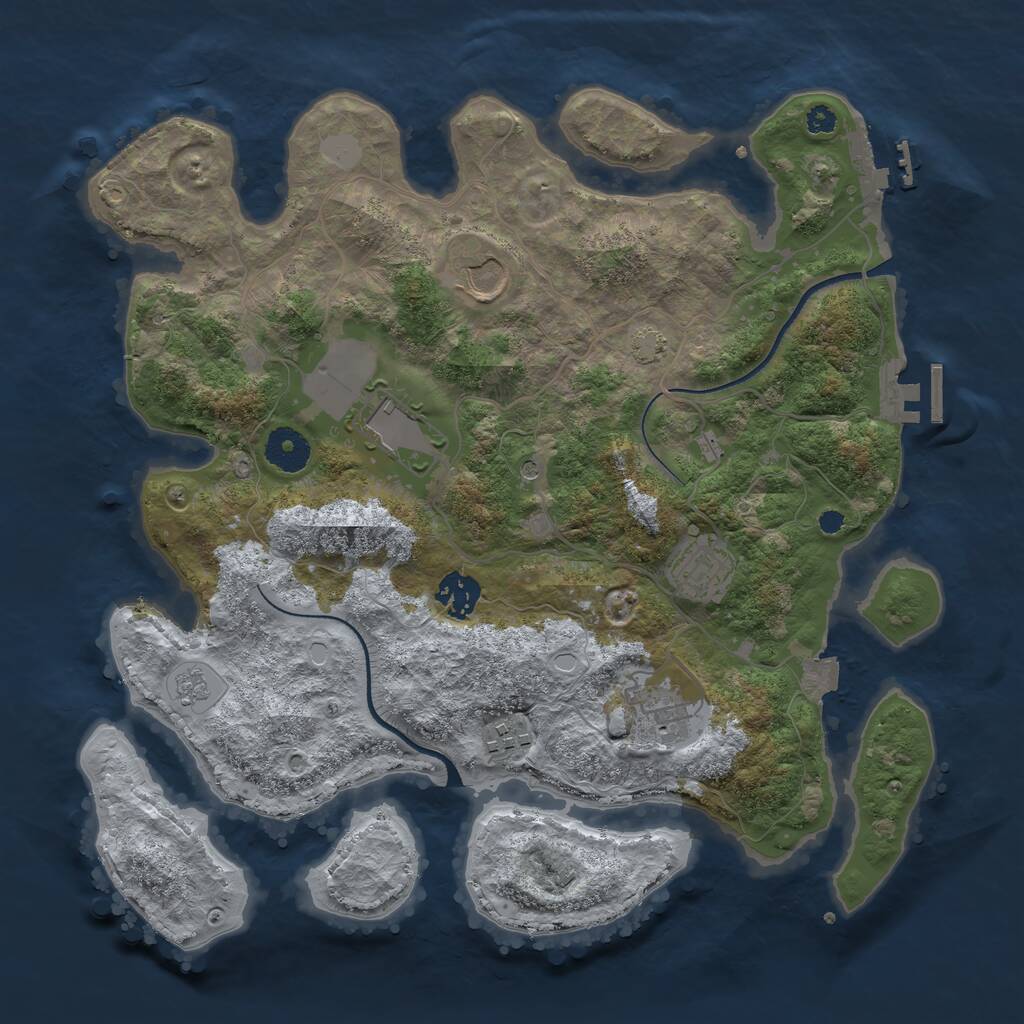 Rust Map: Procedural Map, Size: 3500, Seed: 800105001, 12 Monuments