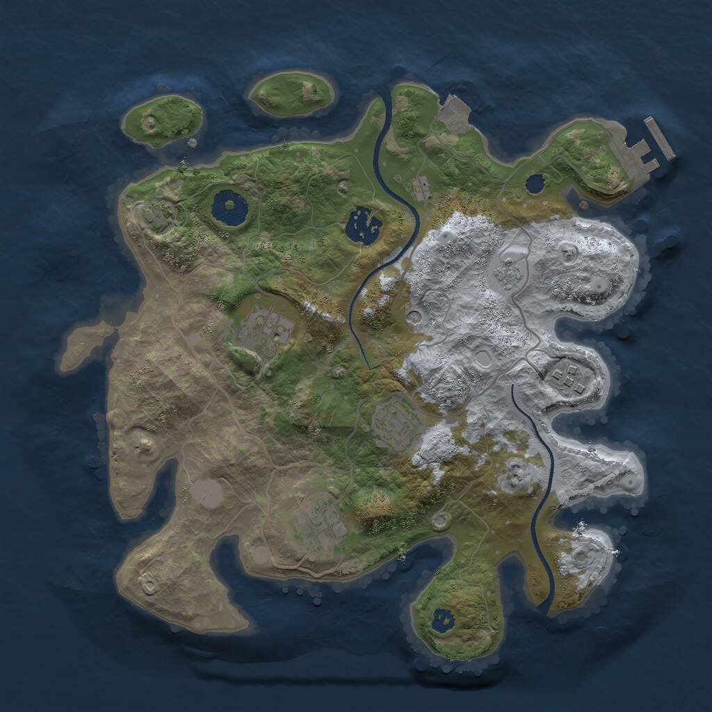 Rust Map: Procedural Map, Size: 3000, Seed: 145146829, 10 Monuments