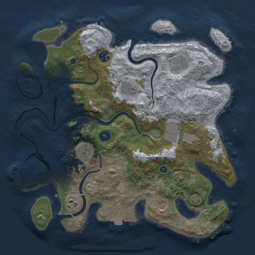 Rust Map: Procedural Map, Size: 3500, Seed: 324161553, 13 Monuments