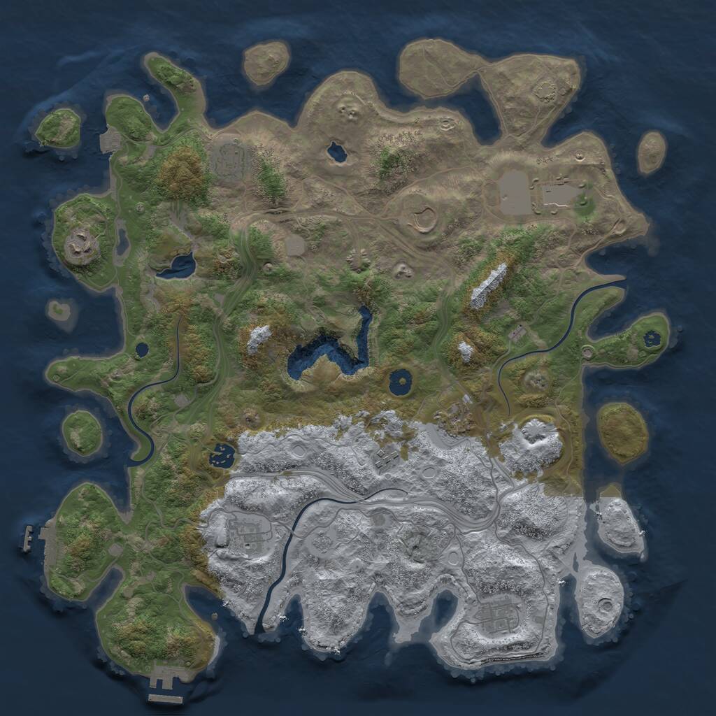 Rust Map: Procedural Map, Size: 4250, Seed: 345676544, 14 Monuments
