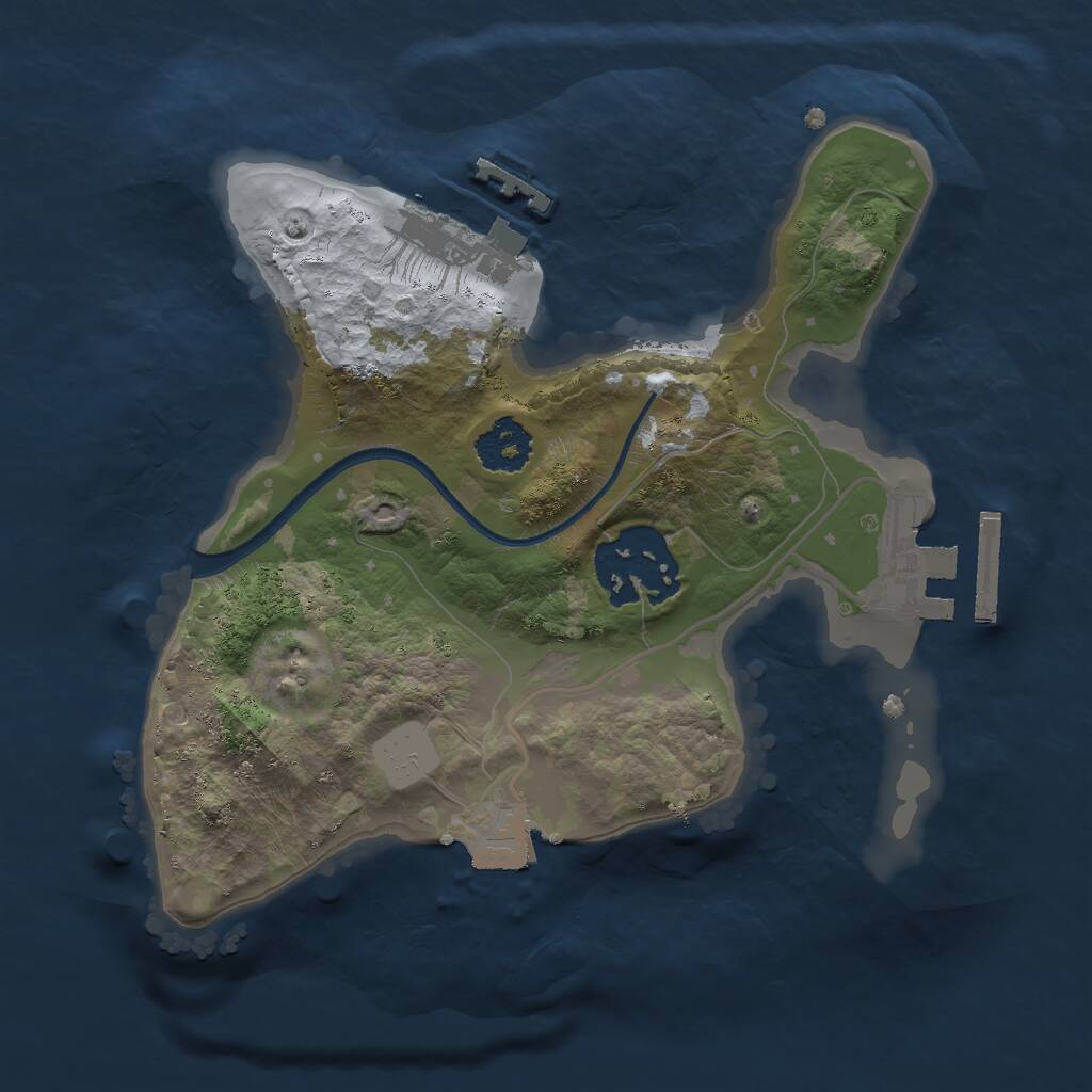 Rust Map: Procedural Map, Size: 2000, Seed: 2474354, 4 Monuments