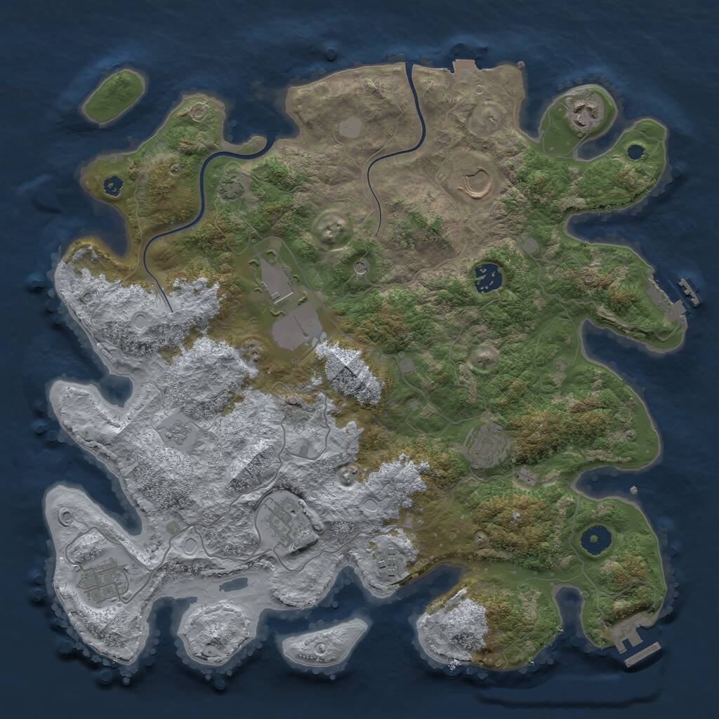 Rust Map: Procedural Map, Size: 3750, Seed: 217151514, 14 Monuments