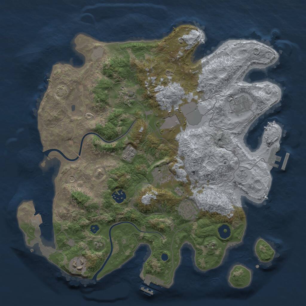 Rust Map: Procedural Map, Size: 3500, Seed: 792712331, 14 Monuments