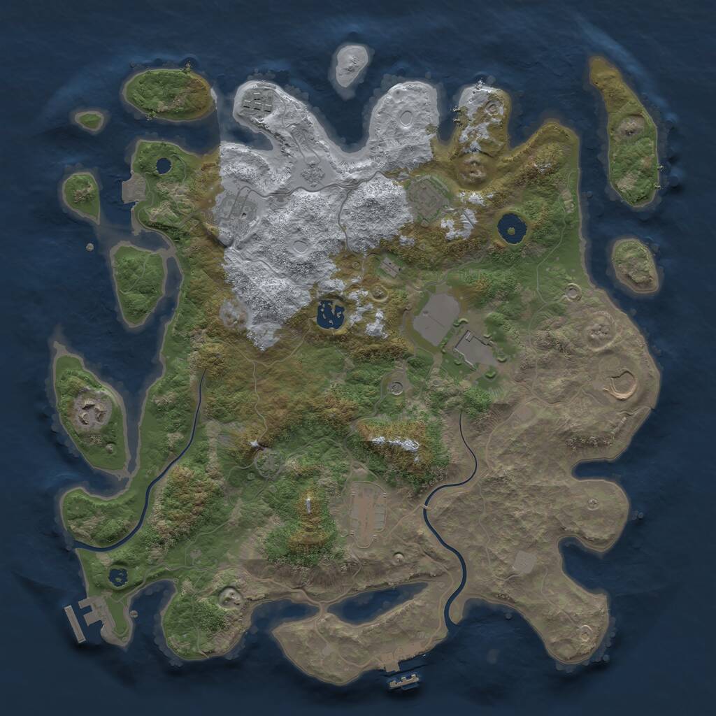 Rust Map: Procedural Map, Size: 3750, Seed: 1800523920, 14 Monuments