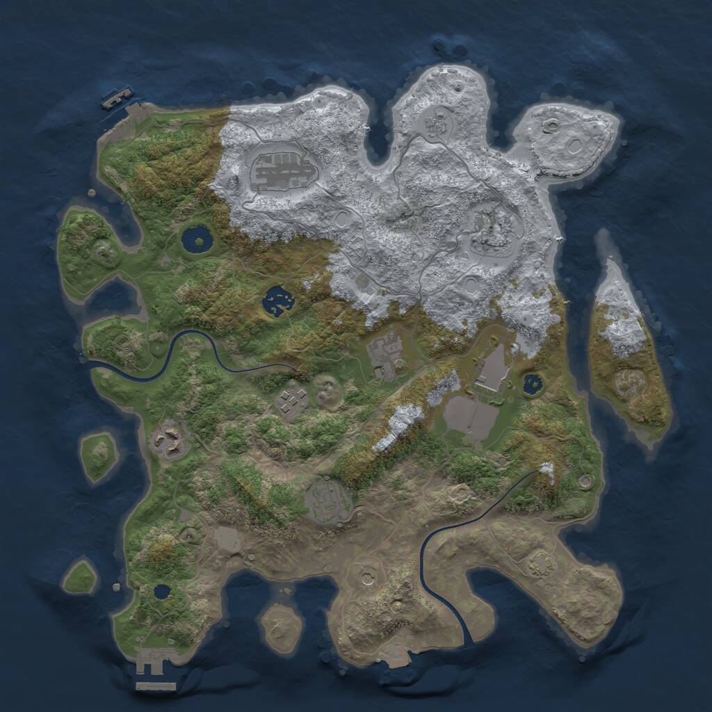 Rust Map: Procedural Map, Size: 3600, Seed: 113699, 14 Monuments