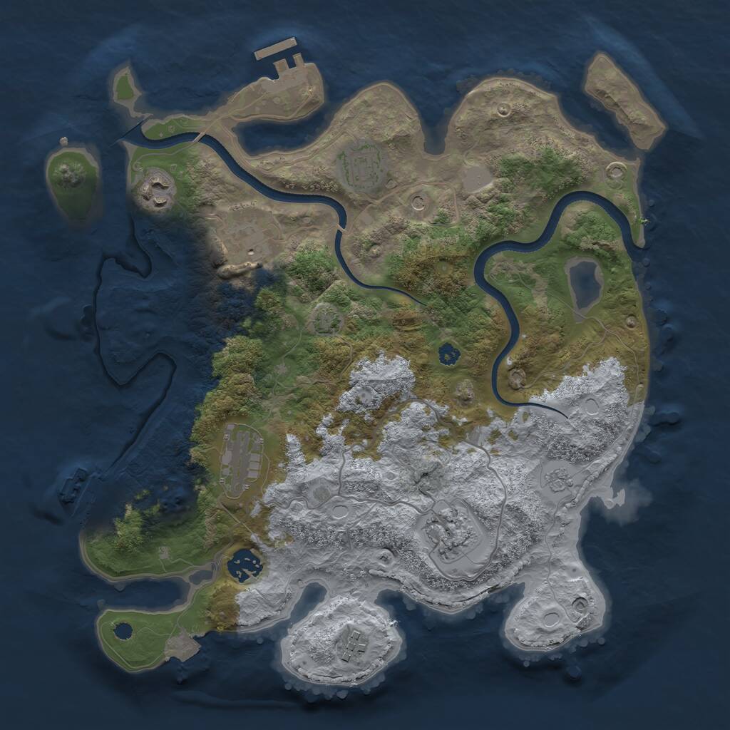 Rust Map: Procedural Map, Size: 3400, Seed: 2146265972, 13 Monuments