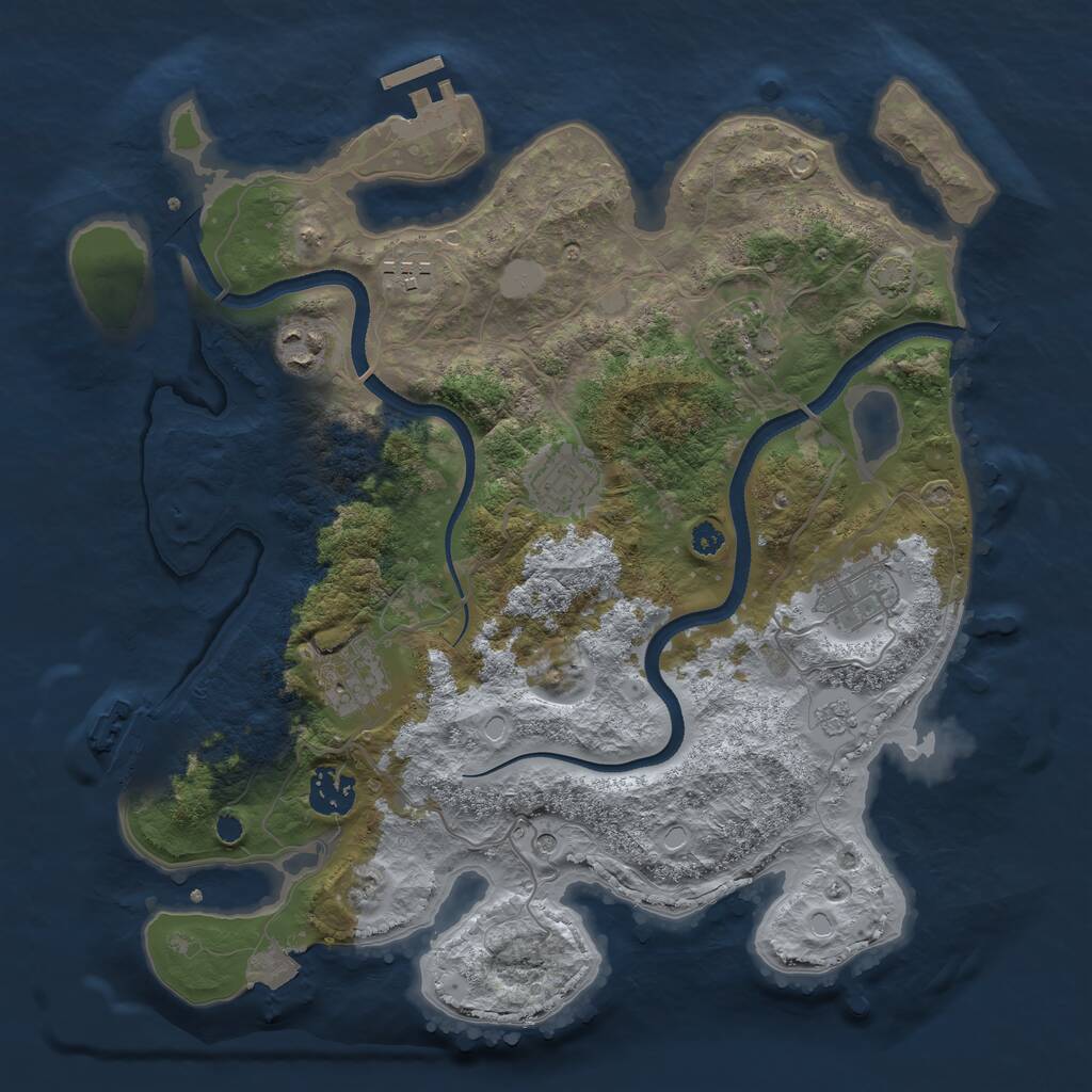 Rust Map: Procedural Map, Size: 3400, Seed: 2146265972, 13 Monuments