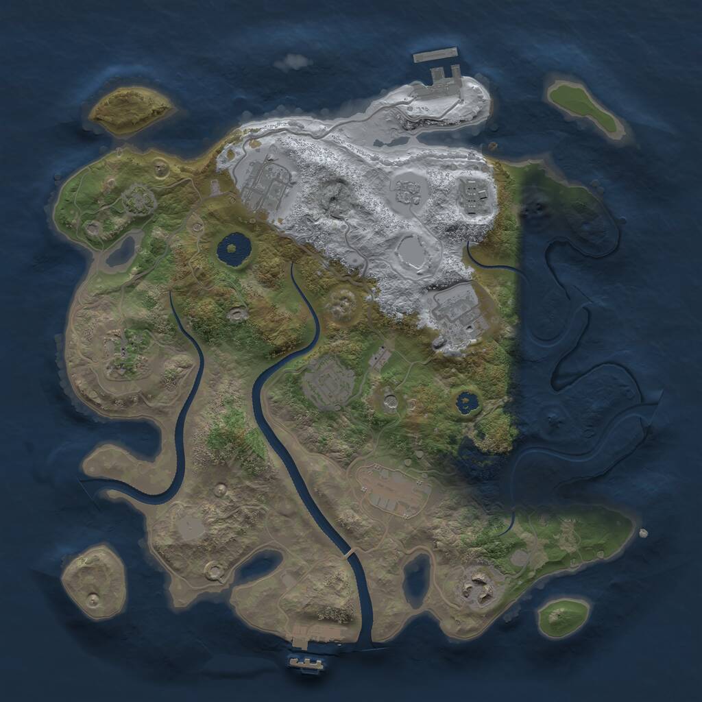 Rust Map: Procedural Map, Size: 3200, Seed: 4587216, 13 Monuments