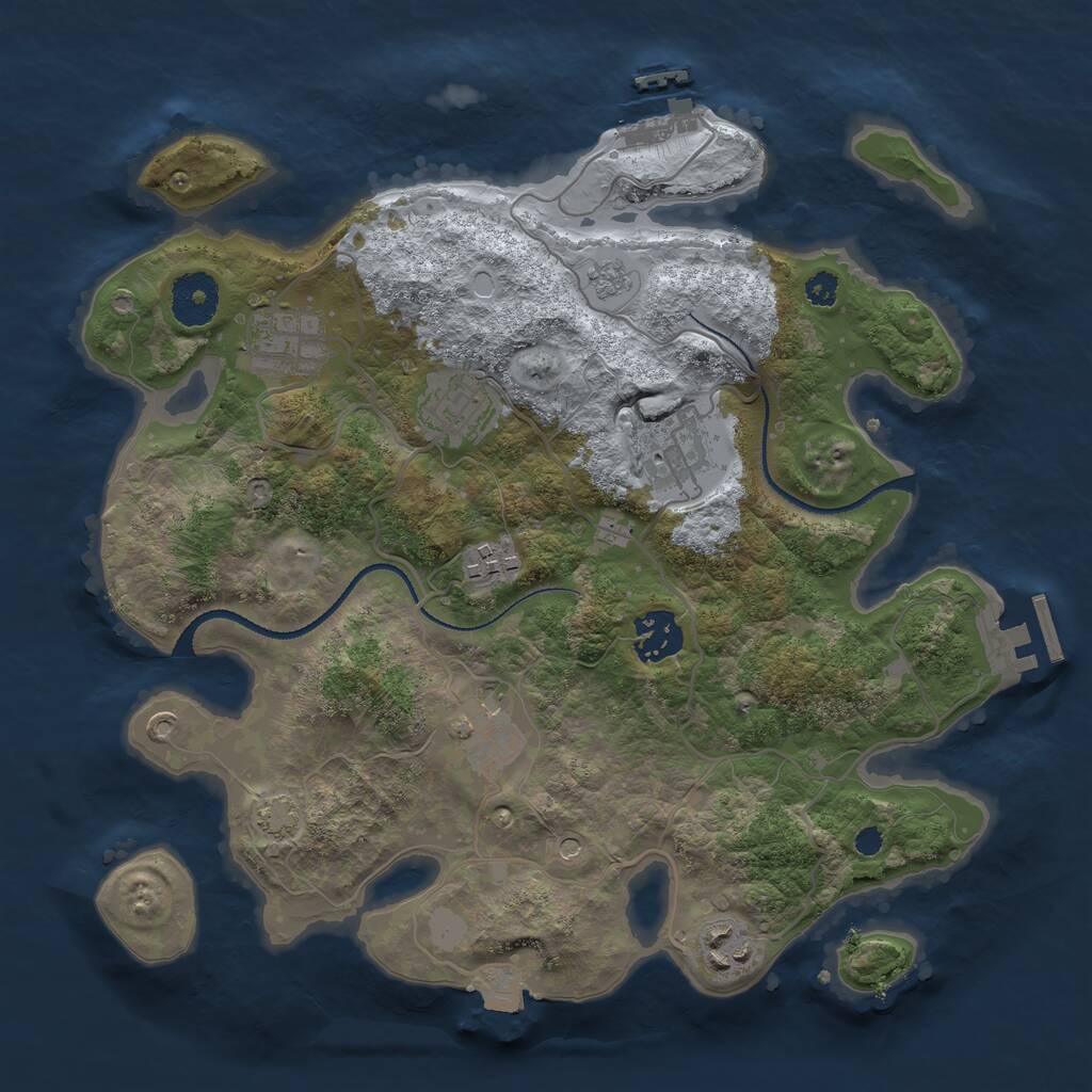 Rust Map: Procedural Map, Size: 3200, Seed: 4587216, 13 Monuments