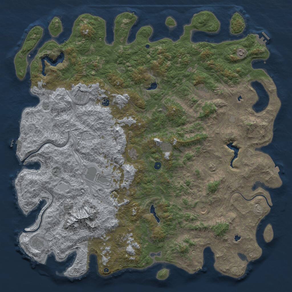 Rust Map: Procedural Map, Size: 6000, Seed: 277977, 17 Monuments