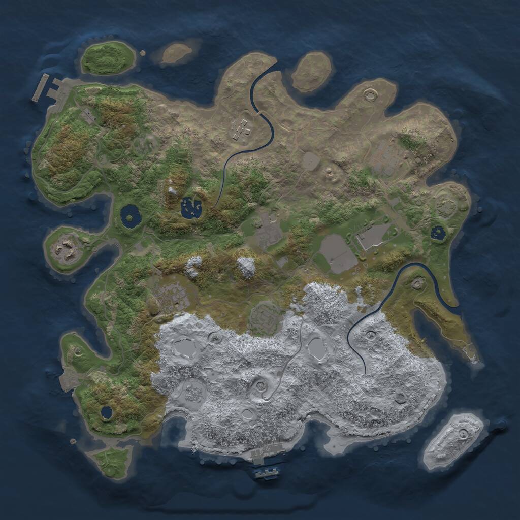 Rust Map: Procedural Map, Size: 3500, Seed: 996195194, 14 Monuments