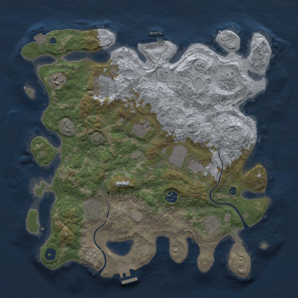 Rust Map: Procedural Map, Size: 3750, Seed: 1576778406, 15 Monuments