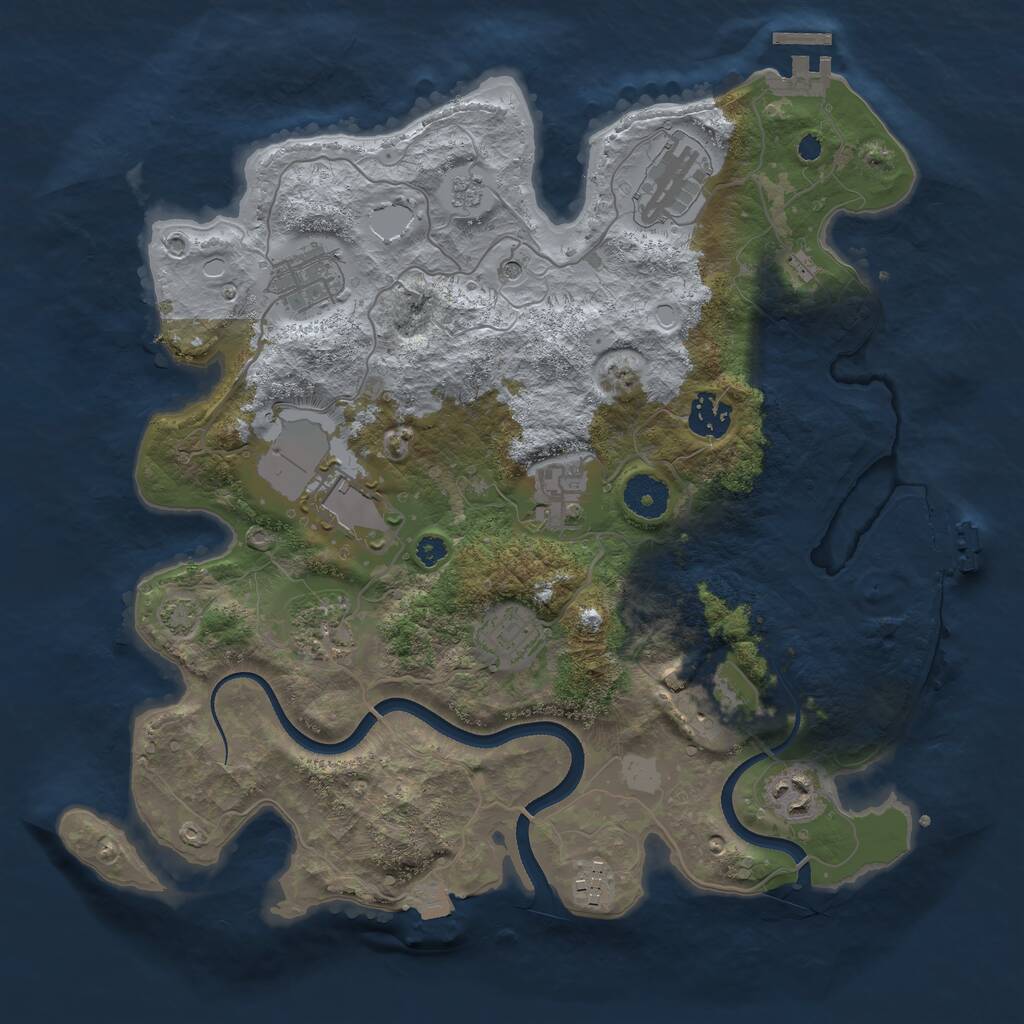 Rust Map: Procedural Map, Size: 3500, Seed: 649282229, 16 Monuments