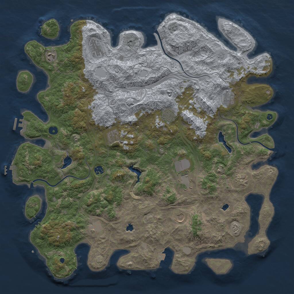 Rust Map: Procedural Map, Size: 4950, Seed: 1, 17 Monuments