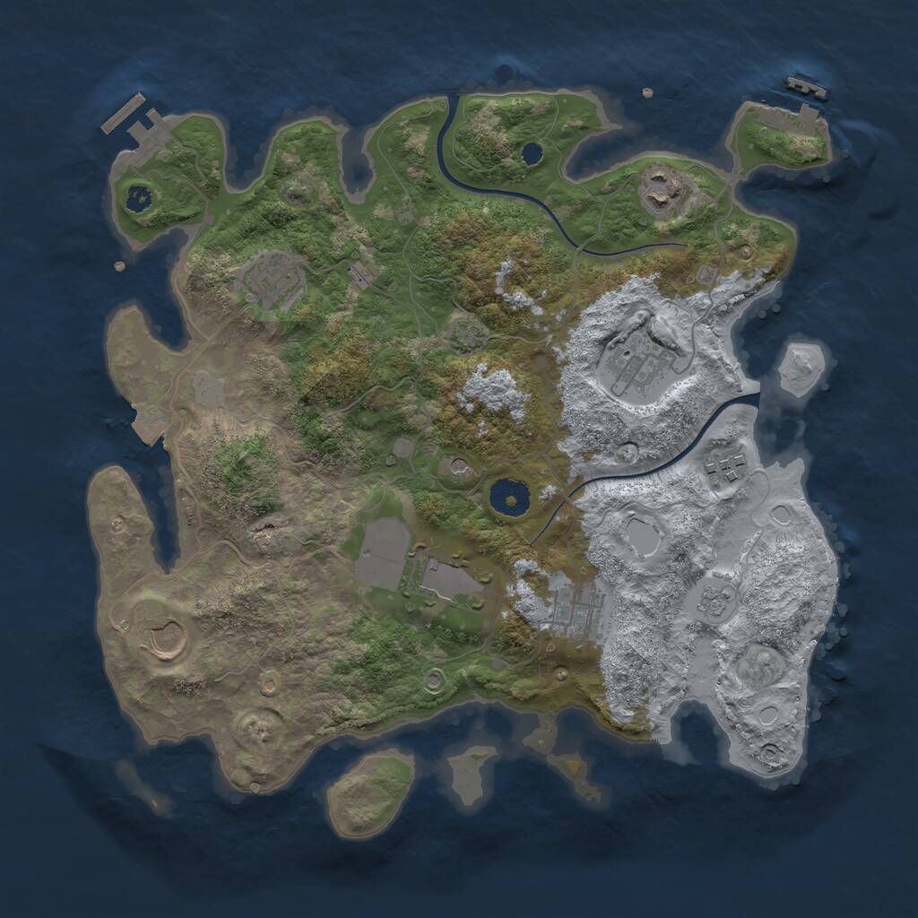 Rust Map: Procedural Map, Size: 3500, Seed: 59655877, 13 Monuments