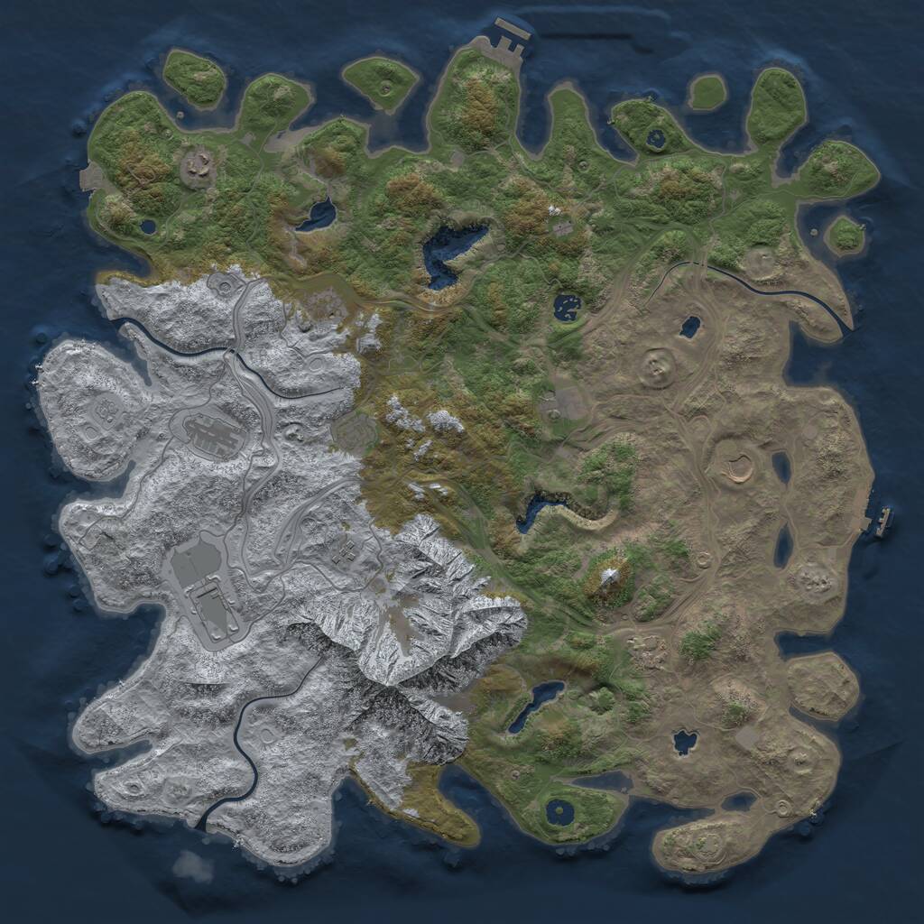 Rust Map: Procedural Map, Size: 5000, Seed: 82711, 16 Monuments