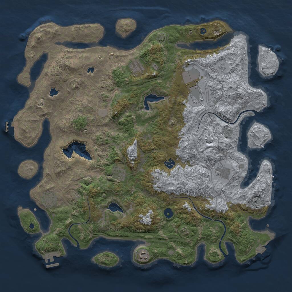 Rust Map: Procedural Map, Size: 4500, Seed: 305987244, 14 Monuments