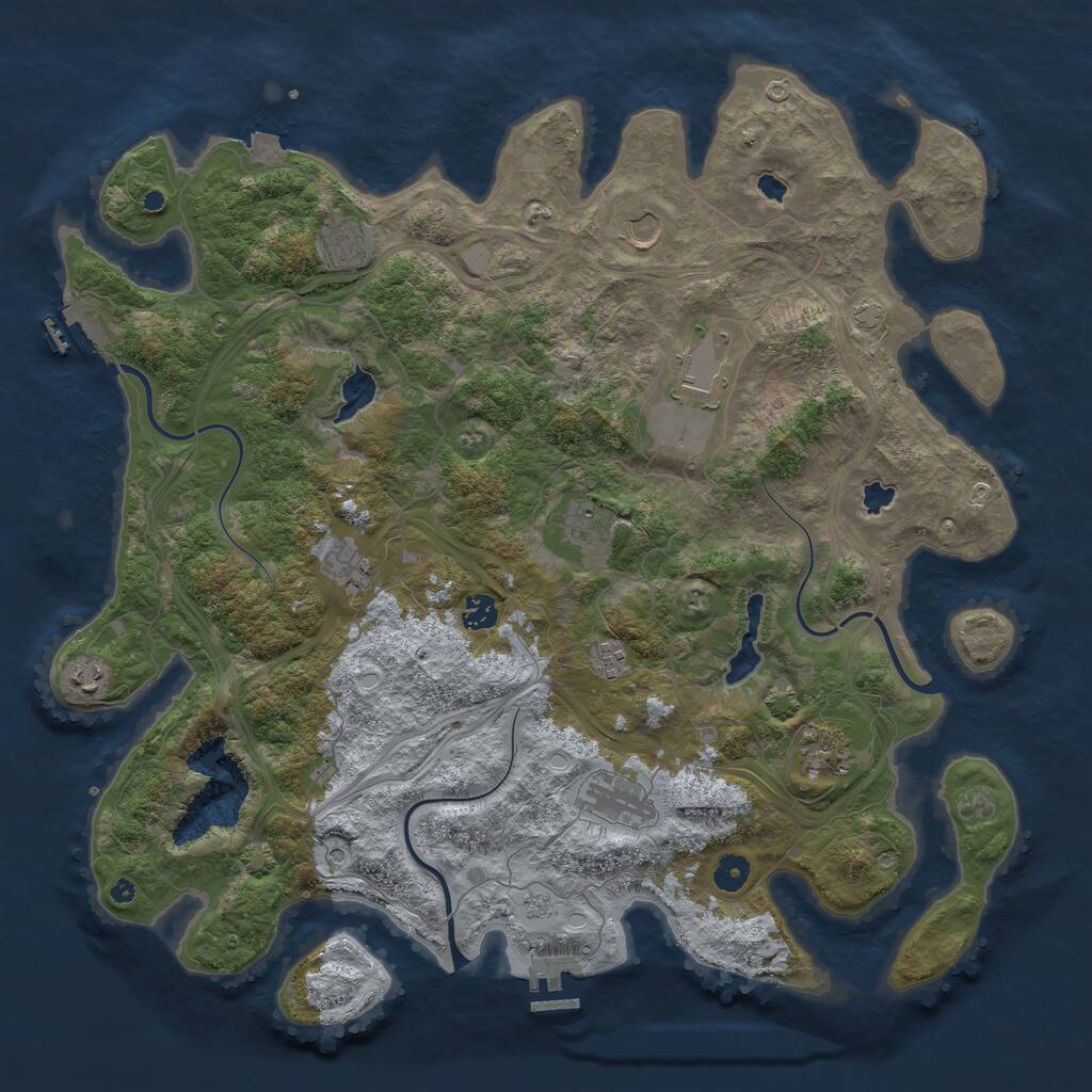 Rust Map: Procedural Map, Size: 4500, Seed: 628418962, 16 Monuments