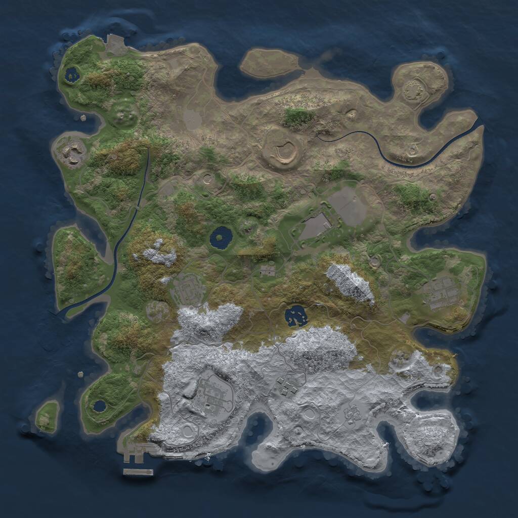 Rust Map: Procedural Map, Size: 3500, Seed: 4753974, 13 Monuments
