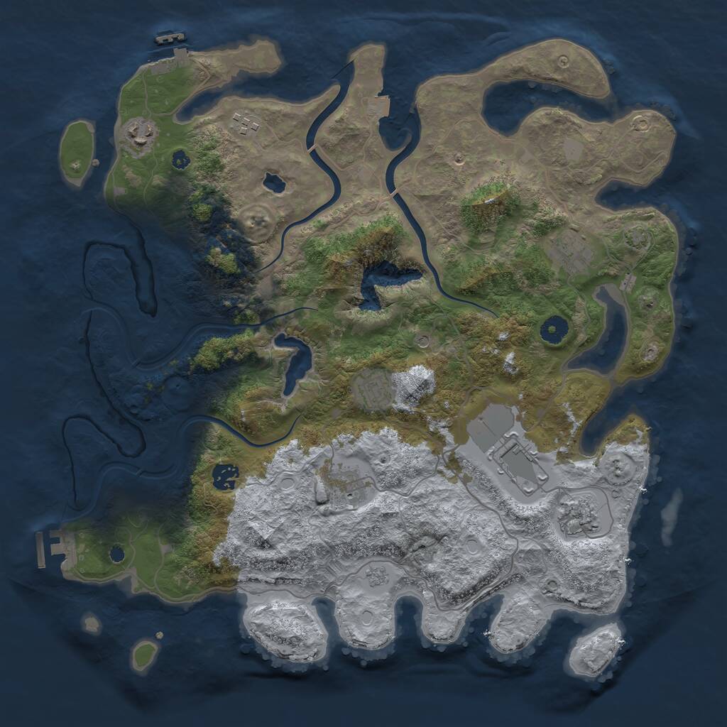 Rust Map: Procedural Map, Size: 4000, Seed: 39850422, 14 Monuments